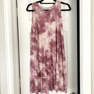 Old Navy Pink Tie Dye Sleeveless Tank Dress Women's Small S Round Neck Summer